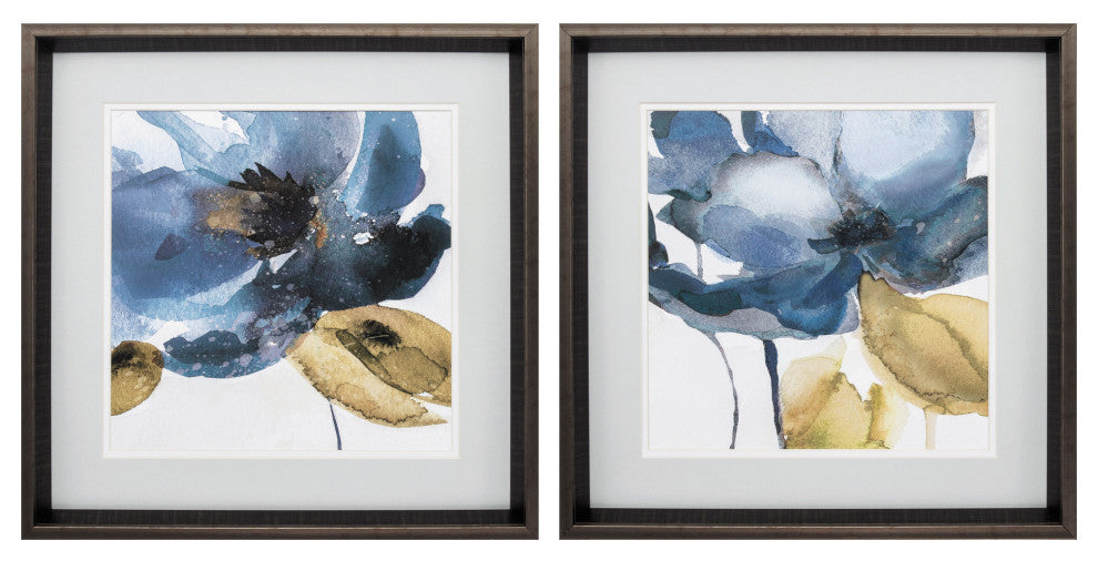 18" X 18" Brushed Silver Frame Blue Note (Set Of 2)