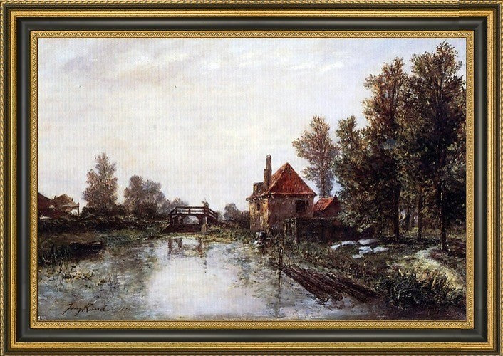 Johan Barthold Jongkind The Lock Framed Premium Canvas Print, 16"x24"