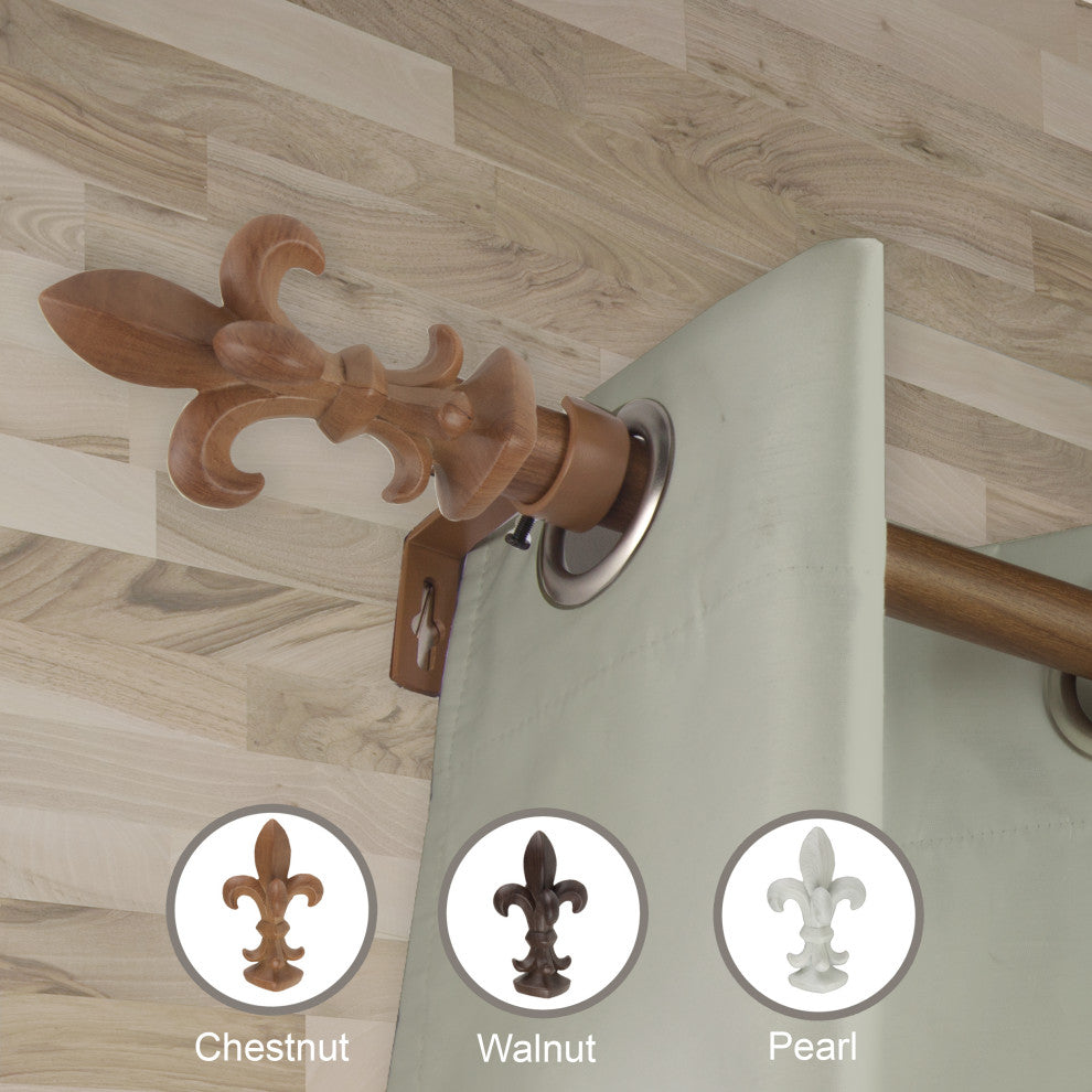 Magnus 1" Diameter Curtain Rod, Chestnut, 28-48"