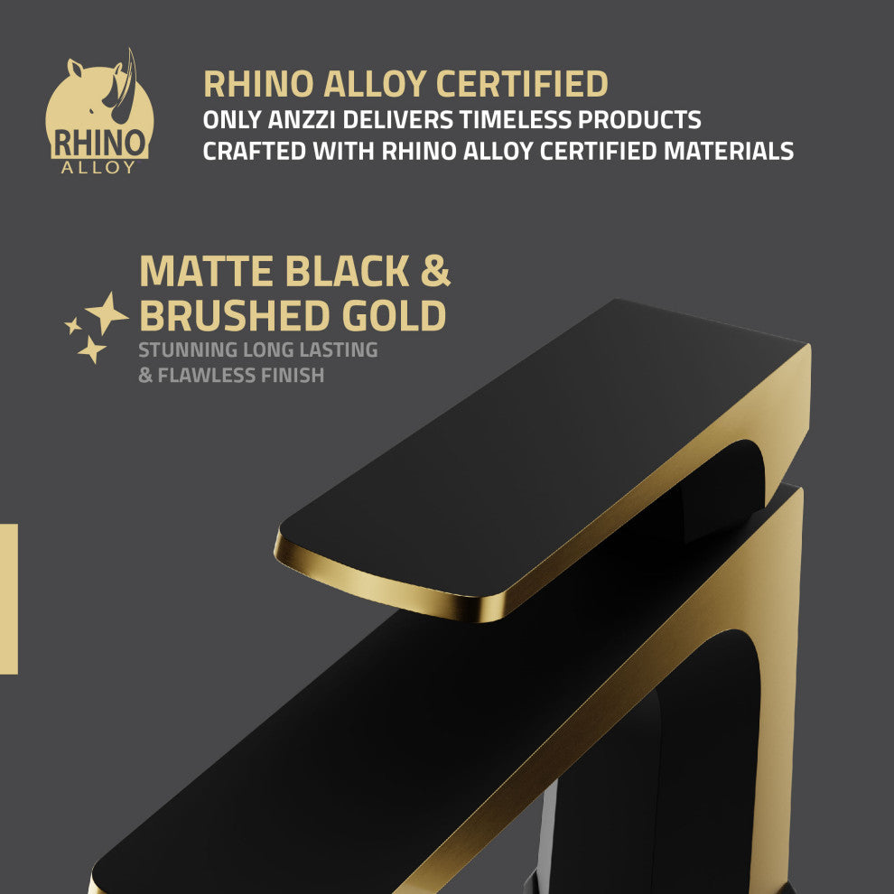1-Handle Bathroom Faucet, Matte Black and Brushed Gold