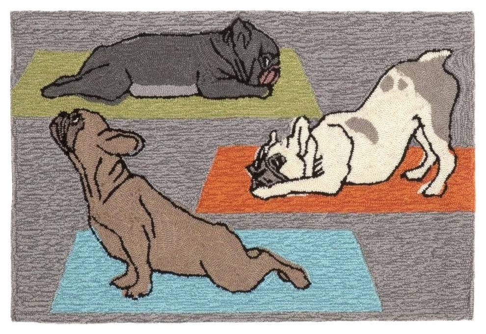 Frontporch Yoga Dogs Indoor/Outdoor Rug Heather 2'6x4'