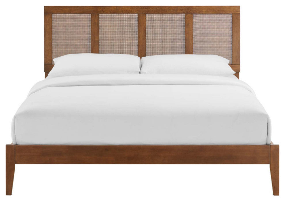 Sirocco Rattan and Wood King Platform Bed, Walnut