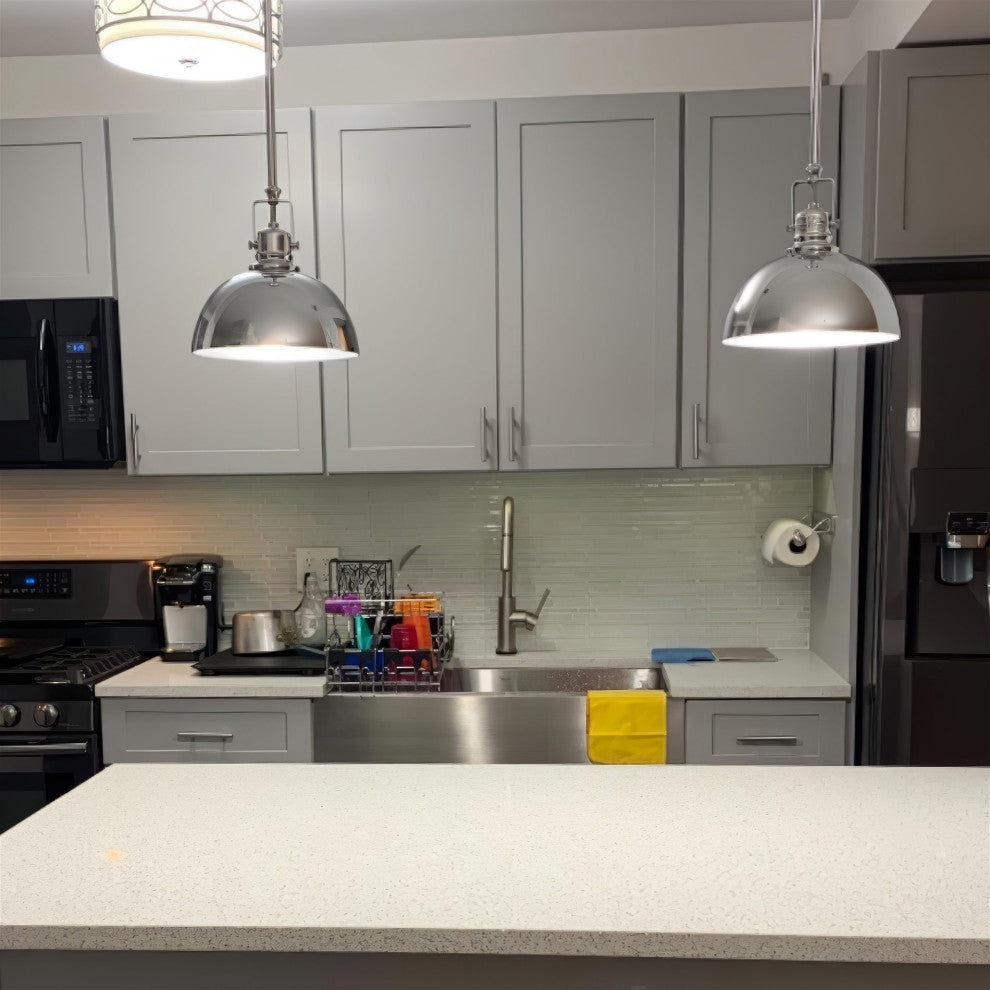 Kira Home Belle 9" Pendant Light, Adjustable Length + Shade Swivel Joint, Chrome