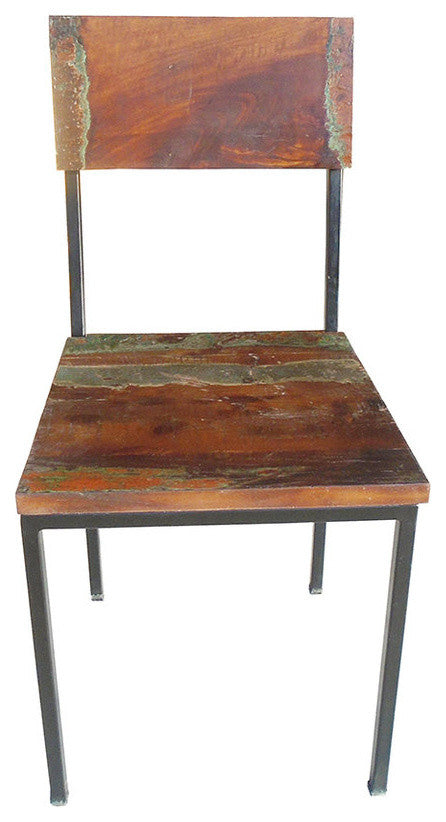 Timbergirl Old Reclaimed Wood And Metal Chair, Set of 2