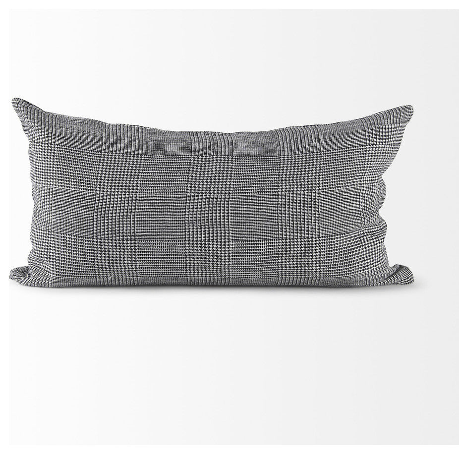 White And Black Pattern Lumbar Throw Pillow Cover