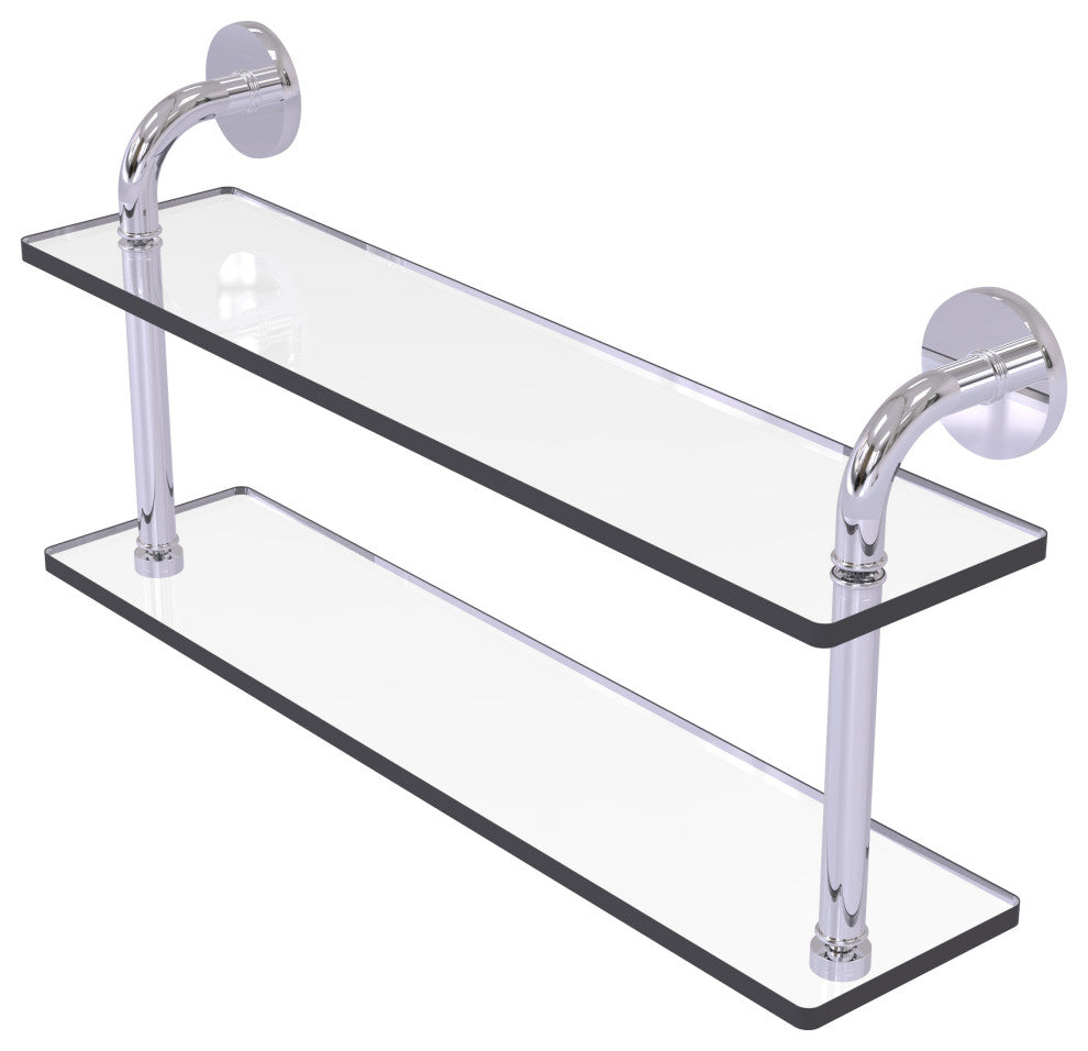 Remi 22" Two Tiered Glass Shelf, Polished Chrome