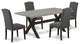 5-Piece Set, 4 Chairs and Table With Cement Color Table Top, Black