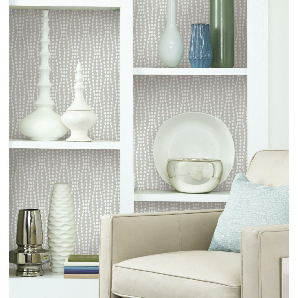 Taupe & White Strands Peel & Stick Wallpaper