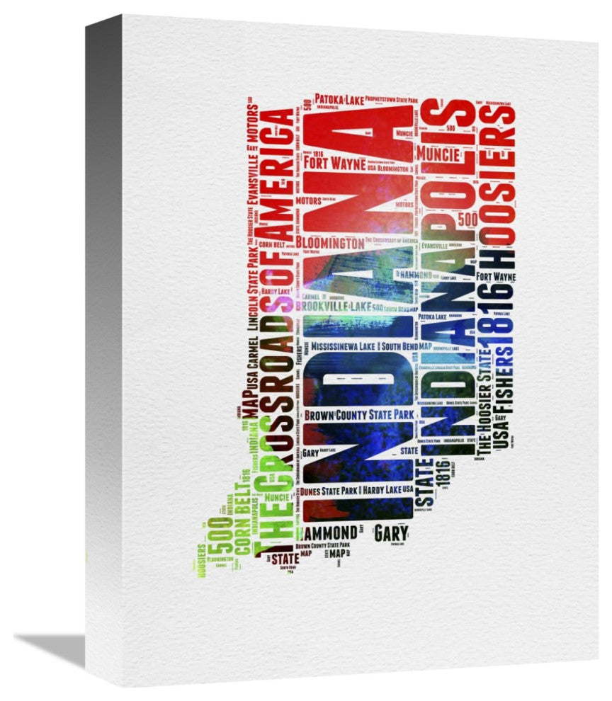 "Indiana Watercolor Word Cloud" Fine Art Print