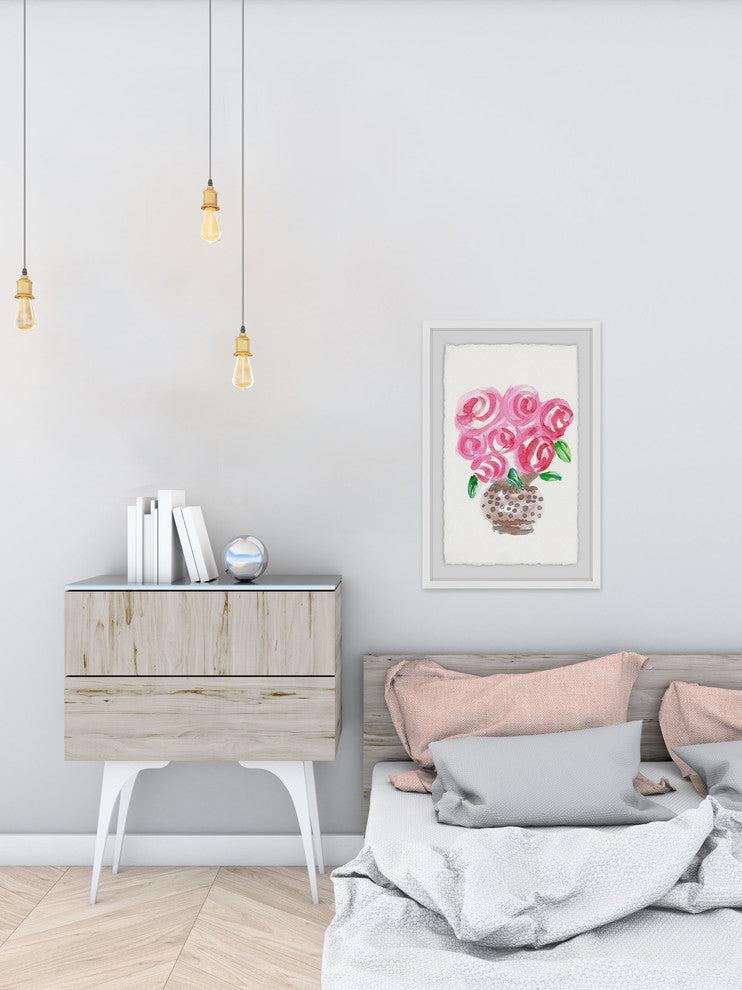 "Big Pink Blooms" Framed Painting Print, 12"x18"