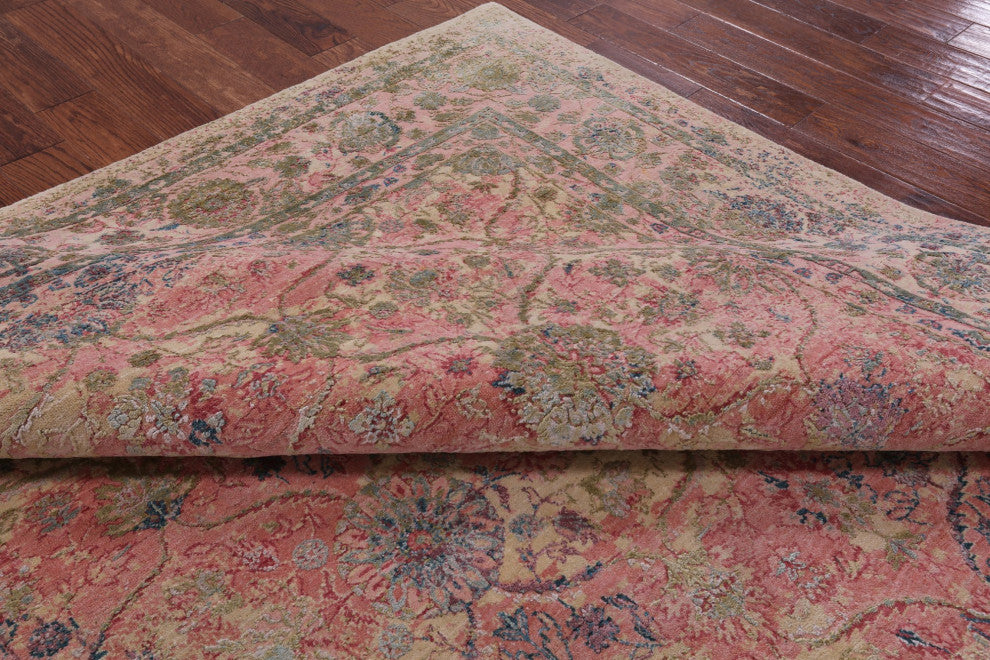 Hand-Knotted Persian Wool and Silk Rug 8' 0" X 10' 4" Q7082