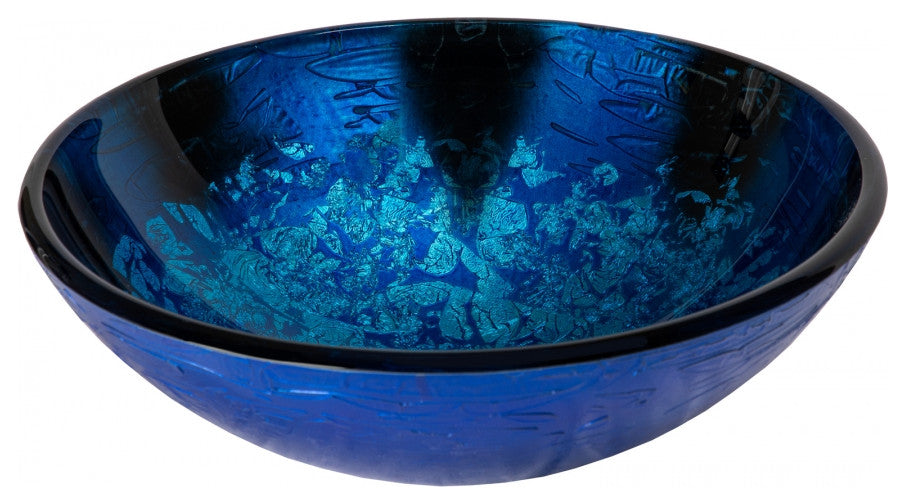 Eden Bath EB_GS63 Vibrant Blue Foil Glass Vessel Sink