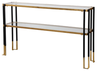 Uttermost 24978 Kentmore 14"W Glass Top Iron Console Table - Matte Black / Gold