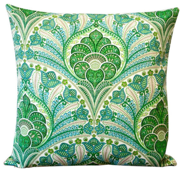 Green Polyester 18" x 18" Outdoor Throw Pillow, Set Of 2, Throw Pillow With Poly
