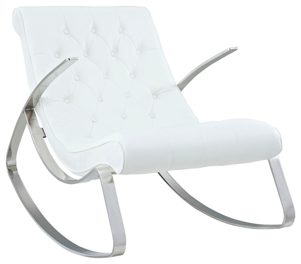 Modern Contemporary Living Room Rocking Chair White
