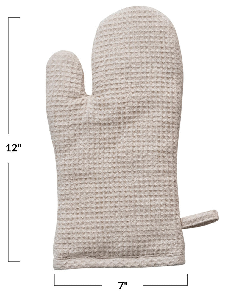 Woven Linen and Cotton Waffle Hot Pad Mitt, Cream