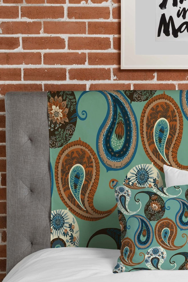Deny Designs Pimlada Phuapradit Teal Floral Paislys Tapestry