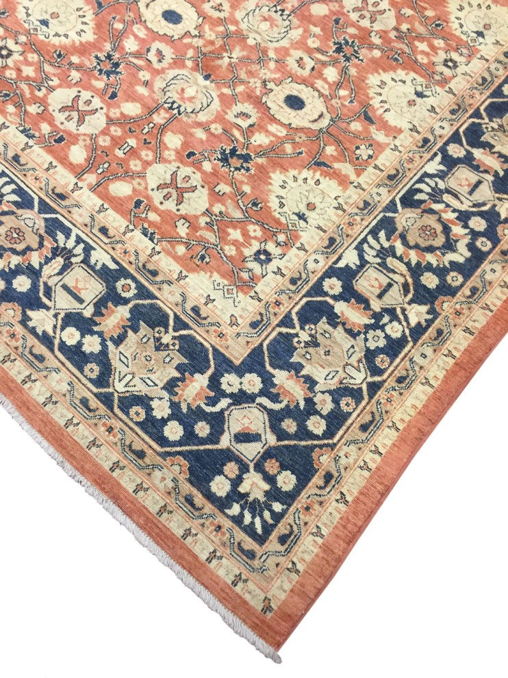 Peshawar Rabiou Rust/Blue Rug, 9'2x10'11