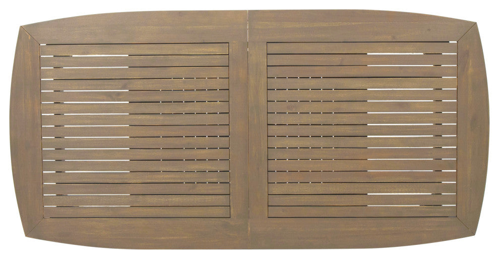 Mildred Outdoor Acacia Wood Expandable 8 Seater Dining Set, Gray
