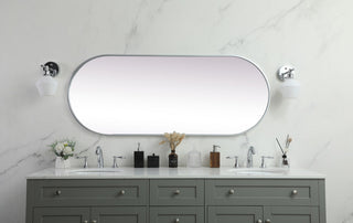 Home Living Metal Frame Oval Mirror 24x60 Inch, Silver