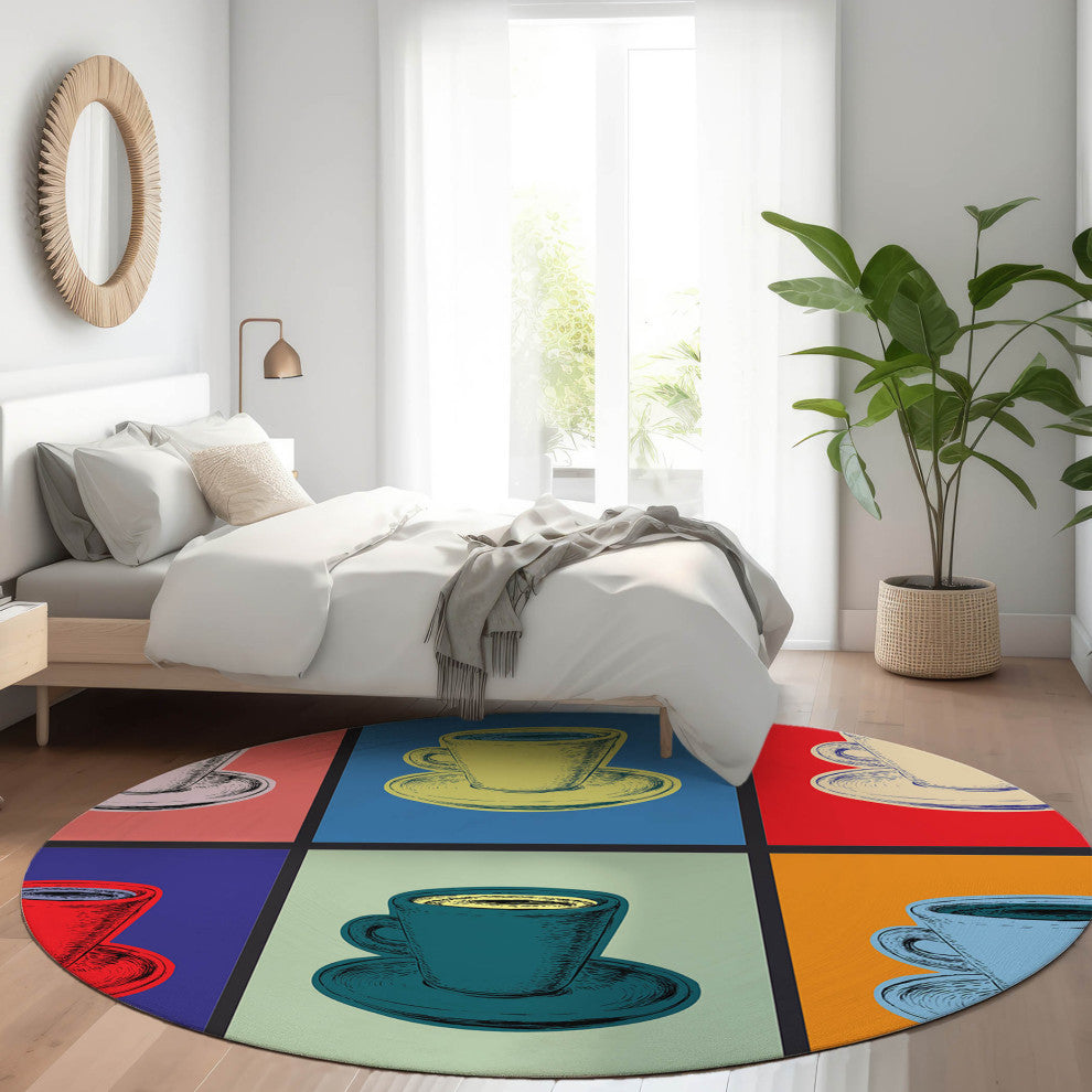 Indoor/Outdoor Kendall KE10 Multi Machine Washable 8' x 8' Round Rug