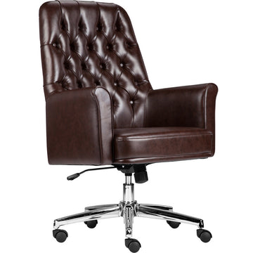 Beautiful Mid-Back Traditional Tufted  Leather Executive chairs, Brown