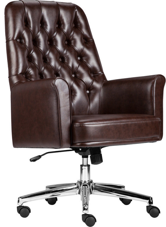 Beautiful Mid-Back Traditional Tufted  Leather Executive chairs, Brown