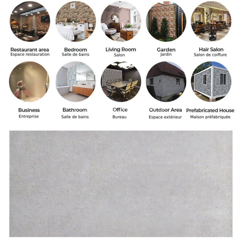 Faux Cement 3D Wall Panels, Silver Gray, Set of 10, Covers 54 sq ft