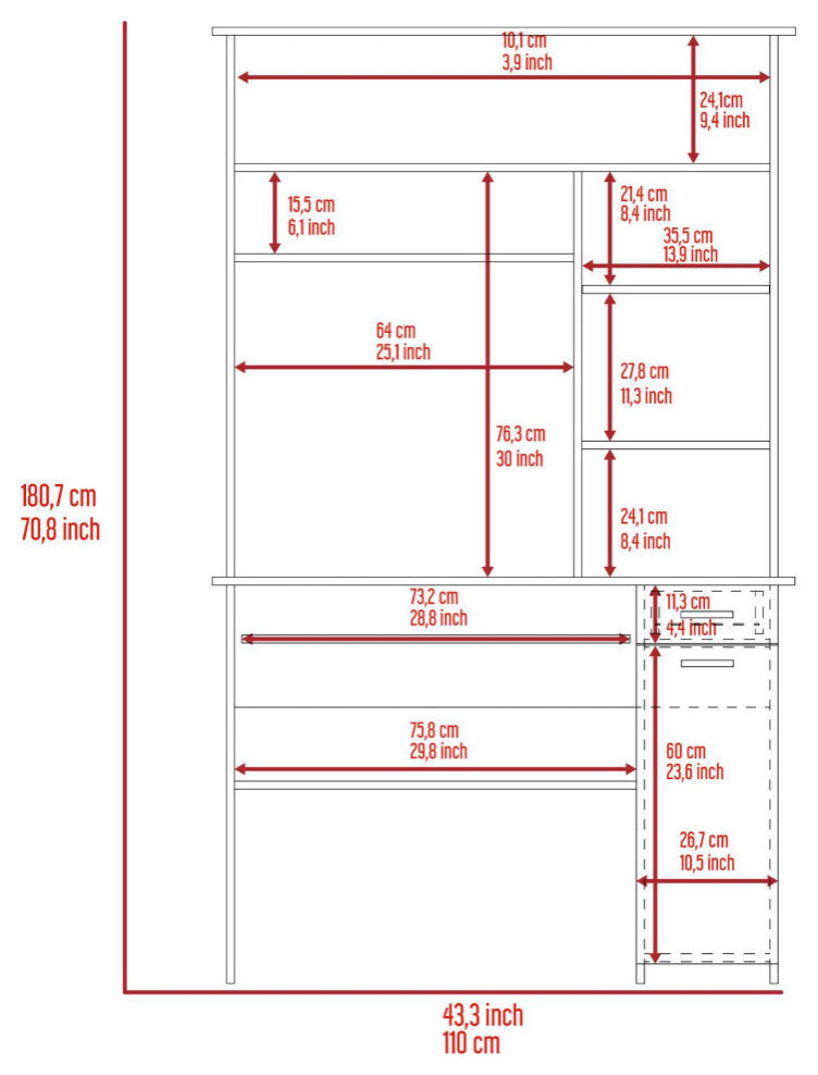 Weston 2 Computer Desk, With 2 Drawers, 6 Shelves And Hutch, Gray Oak