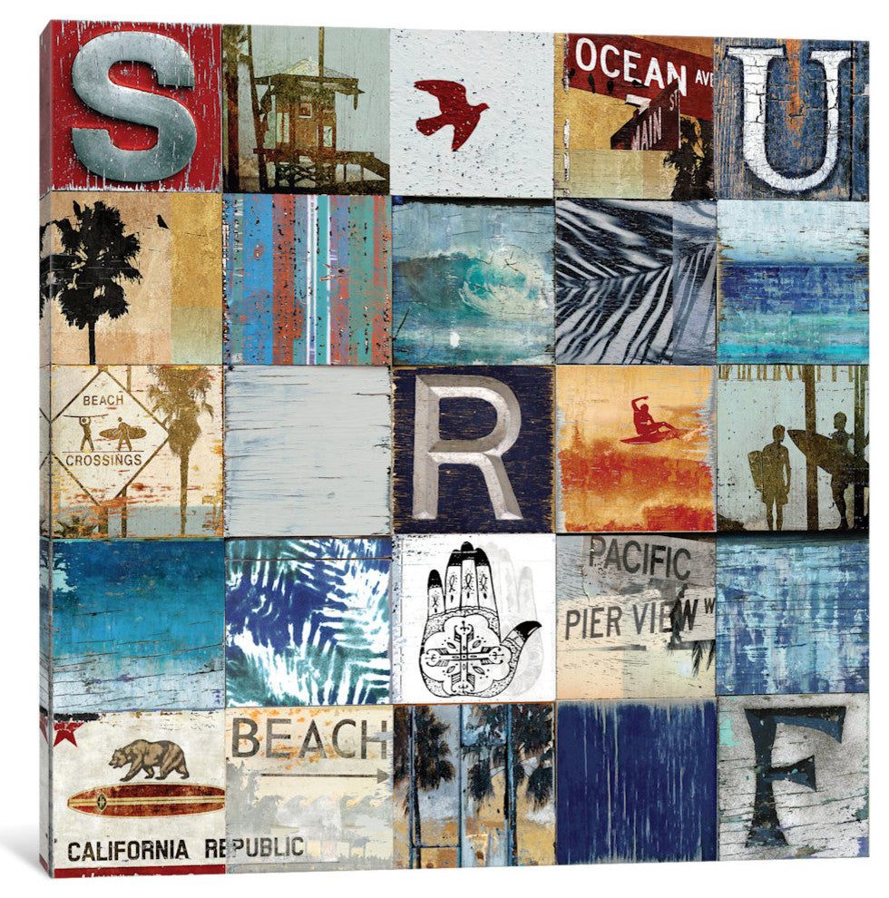 "Surf City" by Charlie Carter, Canvas Print, 12"x12"