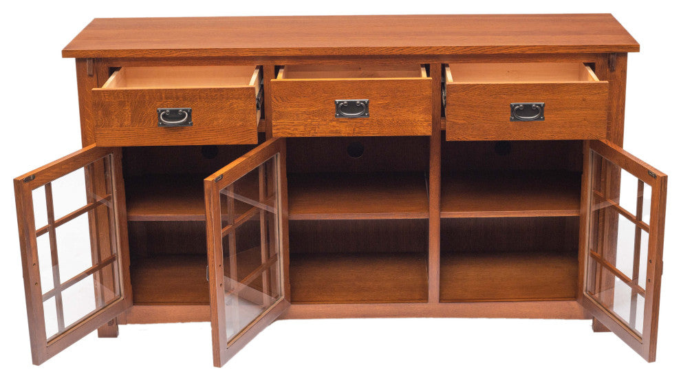 Mission Style Solid Oak Sideboard, Craftsman Style Oak TV Stand