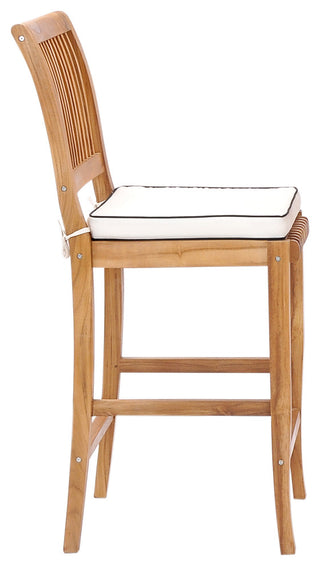 7 Piece Teak Wood Castle 71" Rectangular Patio Bistro Bar Set with 6 Barstools