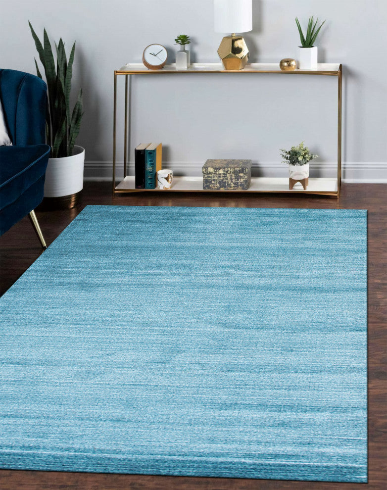 Blue Urban Handmade Wool and Viscose Rug, 8' X 10'