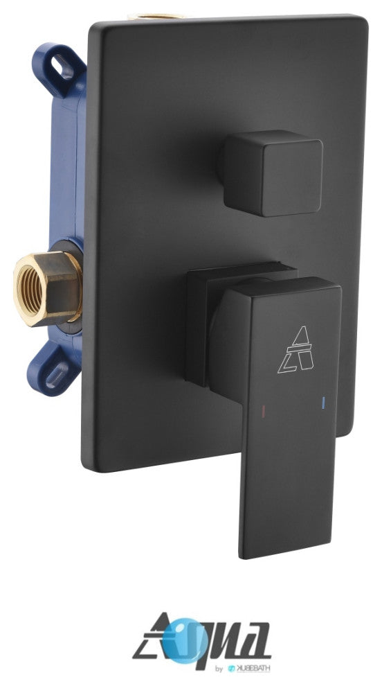 Aqua Piazza Set, 12" Ceiling Mount Square Rain Shower and Handheld, Matte Black