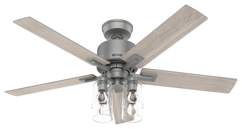 Hunter 52" WiFi Techne Ceiling Fan, LED Kit, Remote, Matte Silver