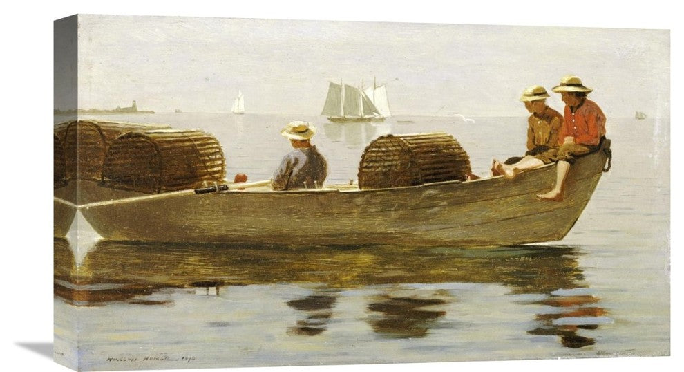 "Three Boys In a Dory" Stretched Canvas Giclee by Winslow Homer, 22"x13"
