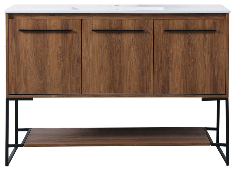 48" Single Bathroom Vanity, Walnut Brown