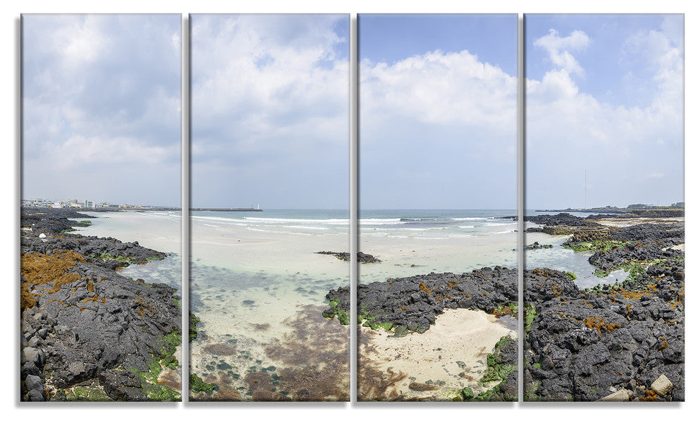 "Panorama View of Woljeongri Beach" Landscape Wall Wall Art, 4 Panels, 48"x28"