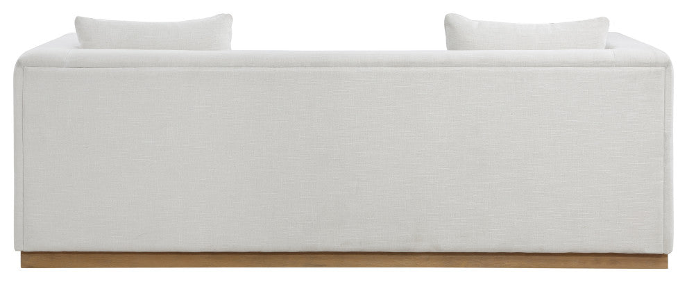 Alfie Linen Textured Fabric Upholstered Sofa, Cream
