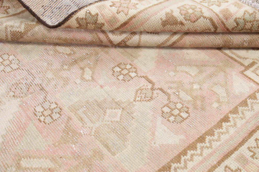 Consigned, Vintage Distressed Hand Made Traditional Persian Area Rug, Pink, 4x7