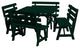 Pine 43" Square Table with Backed Benches, Dark Green