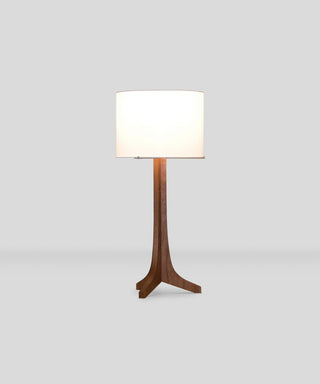 Nauta Table Lamp, Aluminum and Walnut With White Linen