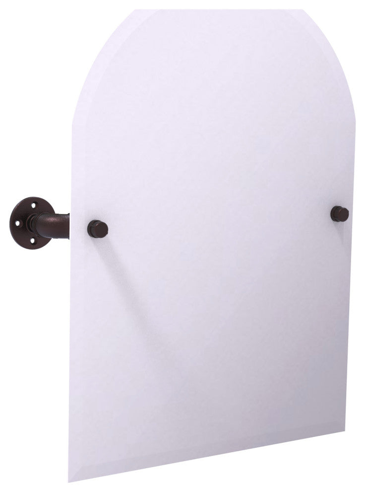 Pipeline Frameless Arch Wall Mounted Tilt Mirror, Antique Bronze