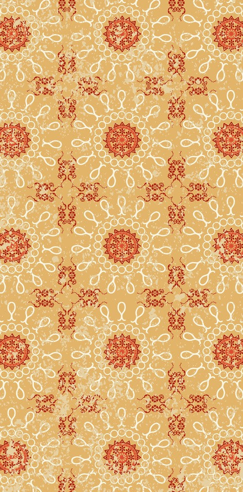 Sun Tile Geometric Print Bath Towel, Gold