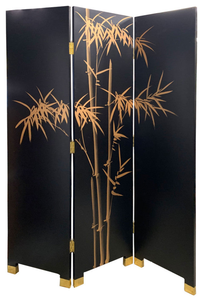 Oriental Folding Screen Hand Painted Gold Leaf Waterfall