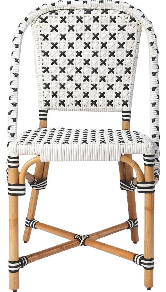 Modern White Rattan Side Chair Design