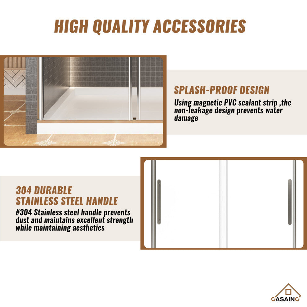 59-in to 60-in x 76-in Frameless Sliding Shower Door, Brushed Nickel