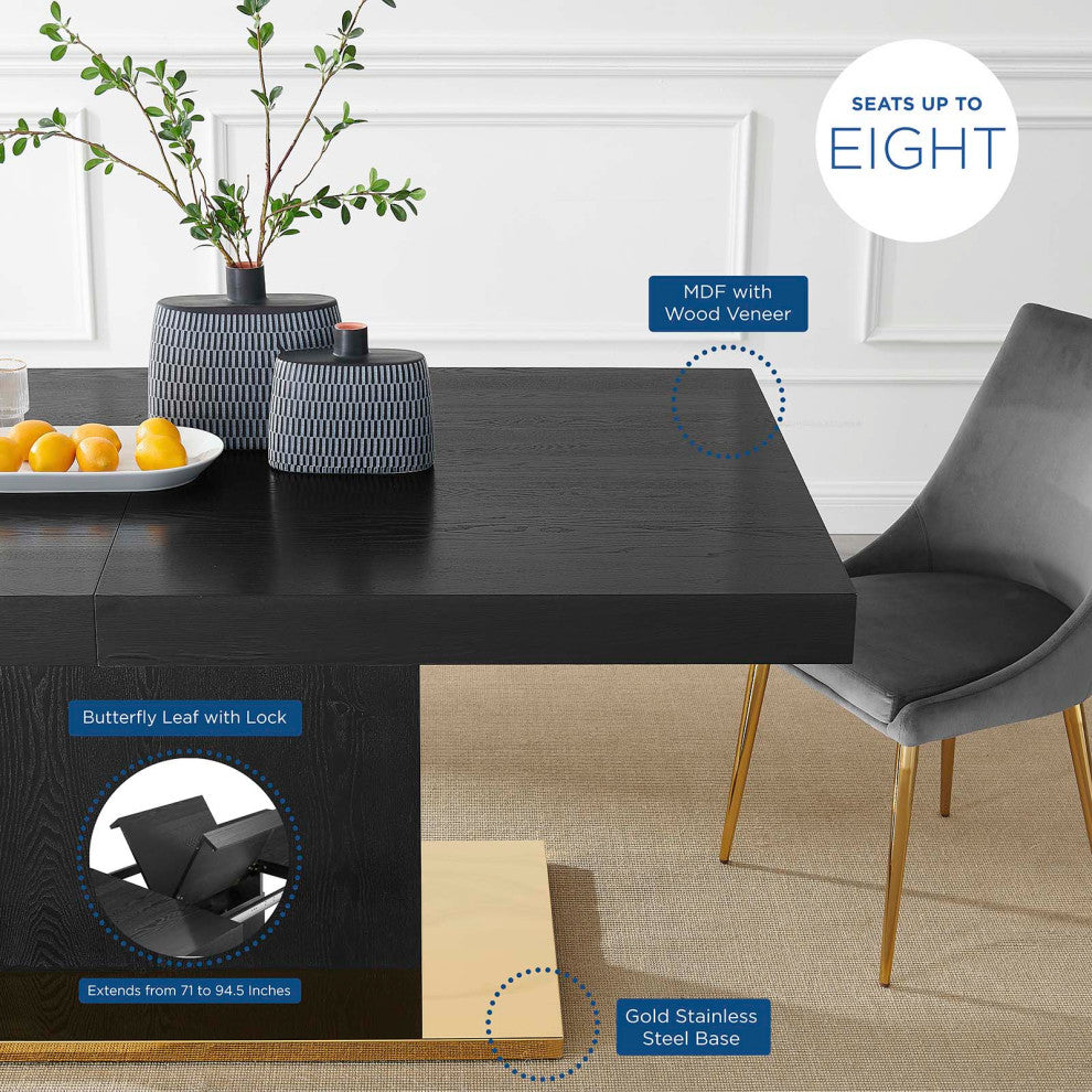 Vector Expandable Dining Table Black Gold -4660
