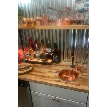 Premier Copper Products BR12PC2 12" Round Hammered Copper Bar Sink
