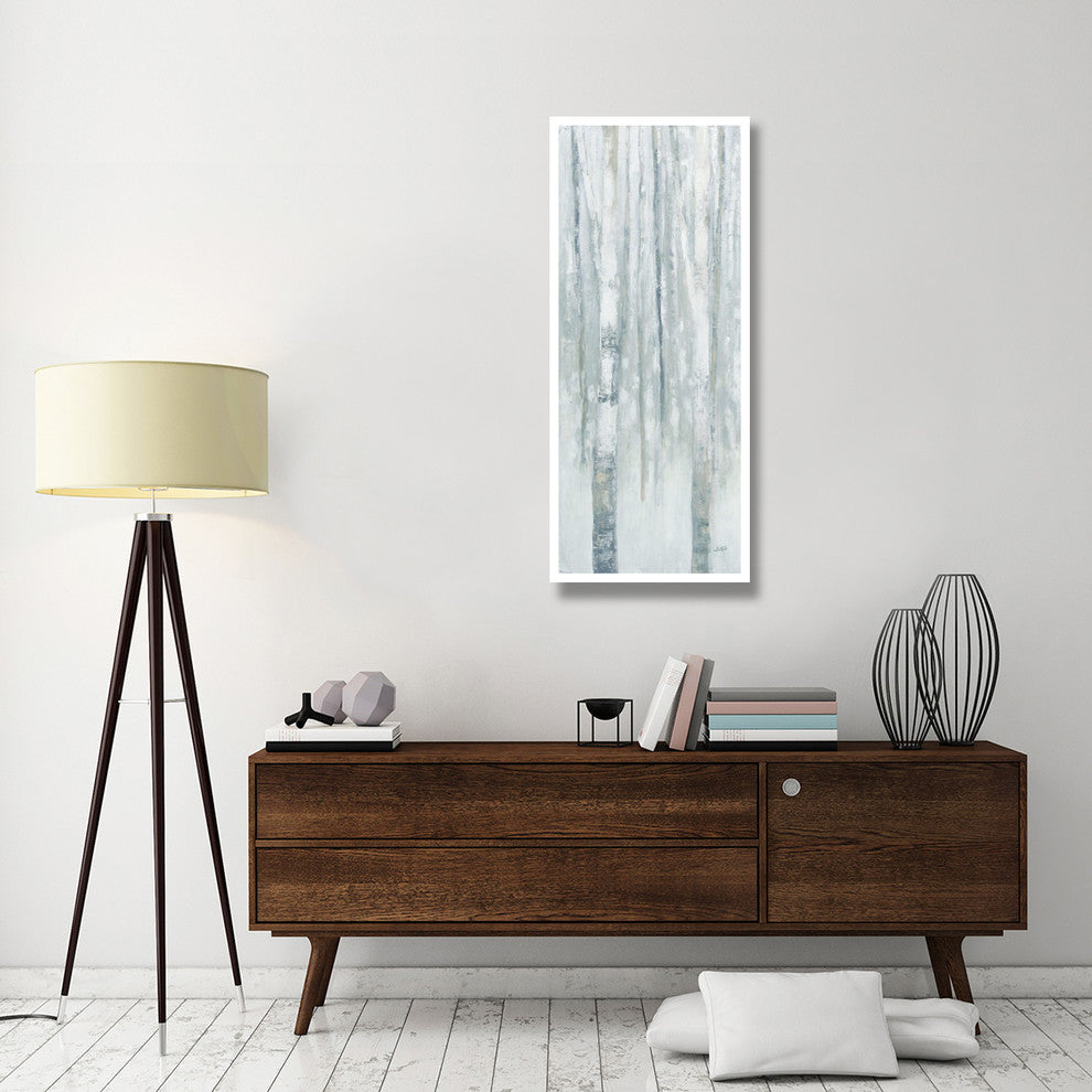 "Birches in Winter Blue Gray Panel I" Print by Julia Purinton, 22"x52"